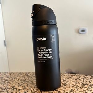 Owala Free-Sip 32 oz Stainless Steel Water Bottle, color is Very Very Dark